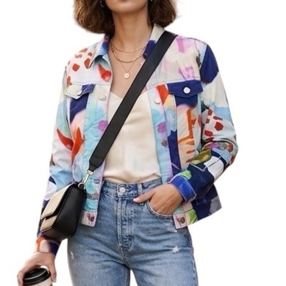Claire Desjardins Abstract Art Jacket Cotton Wearable Art Resortwear Medium